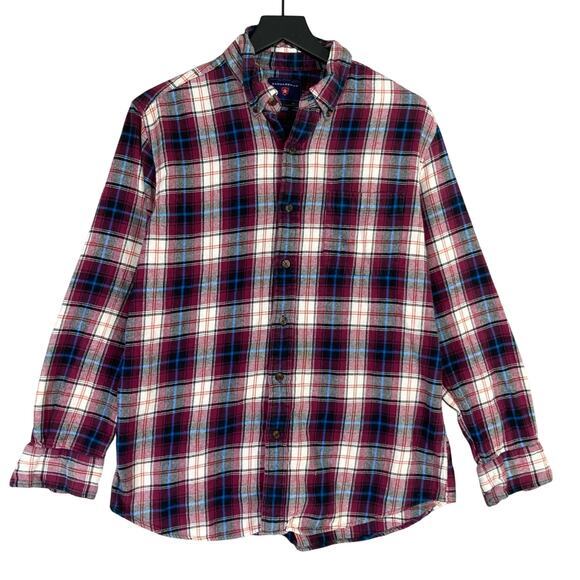 Saddlebred Mens Plaid‎ Flannel Shirt Long Sleeve Multicolor Size L - Picture 1 of 9